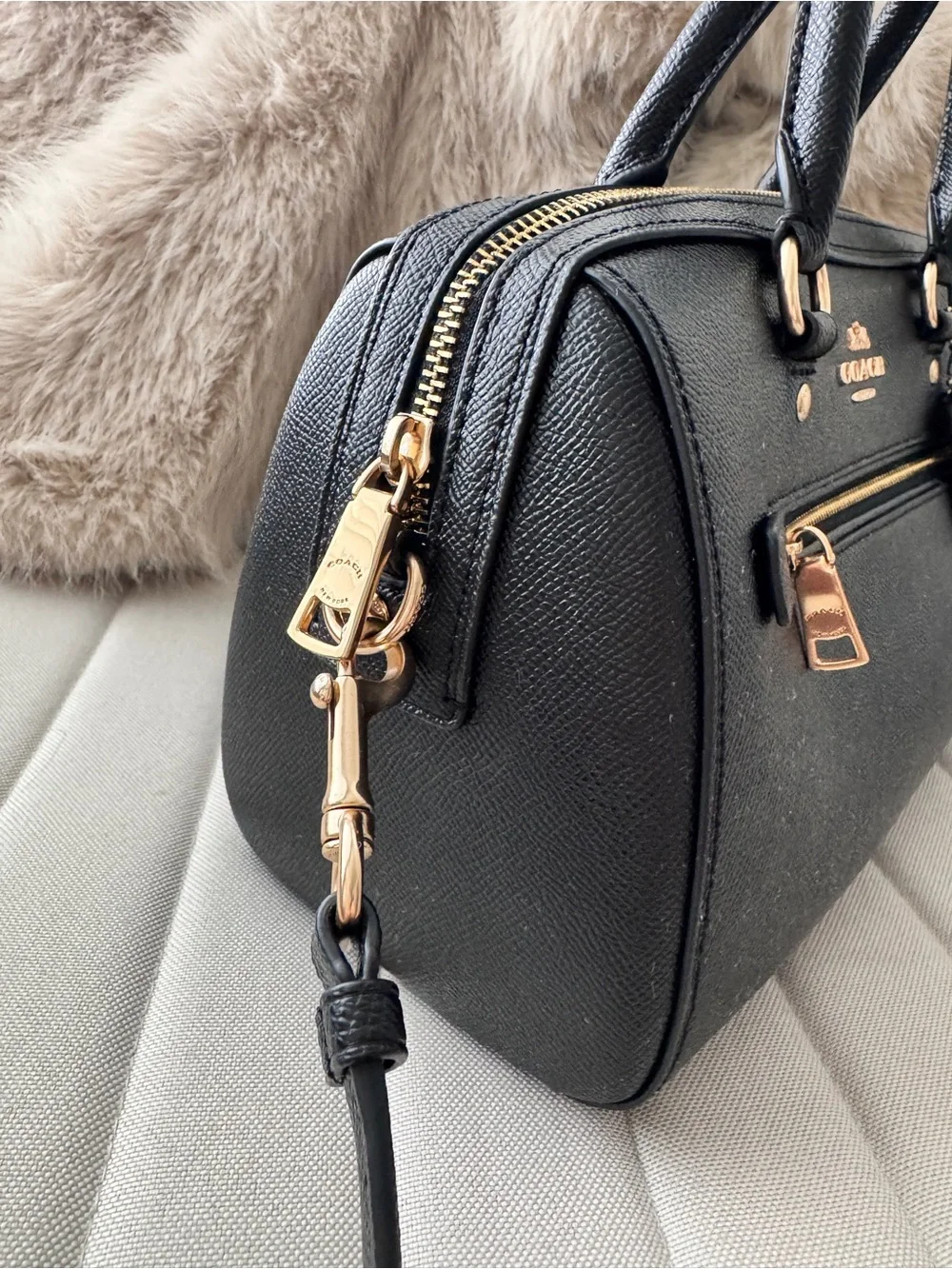 Coach Rowan Satchel Black with Gold Hardware